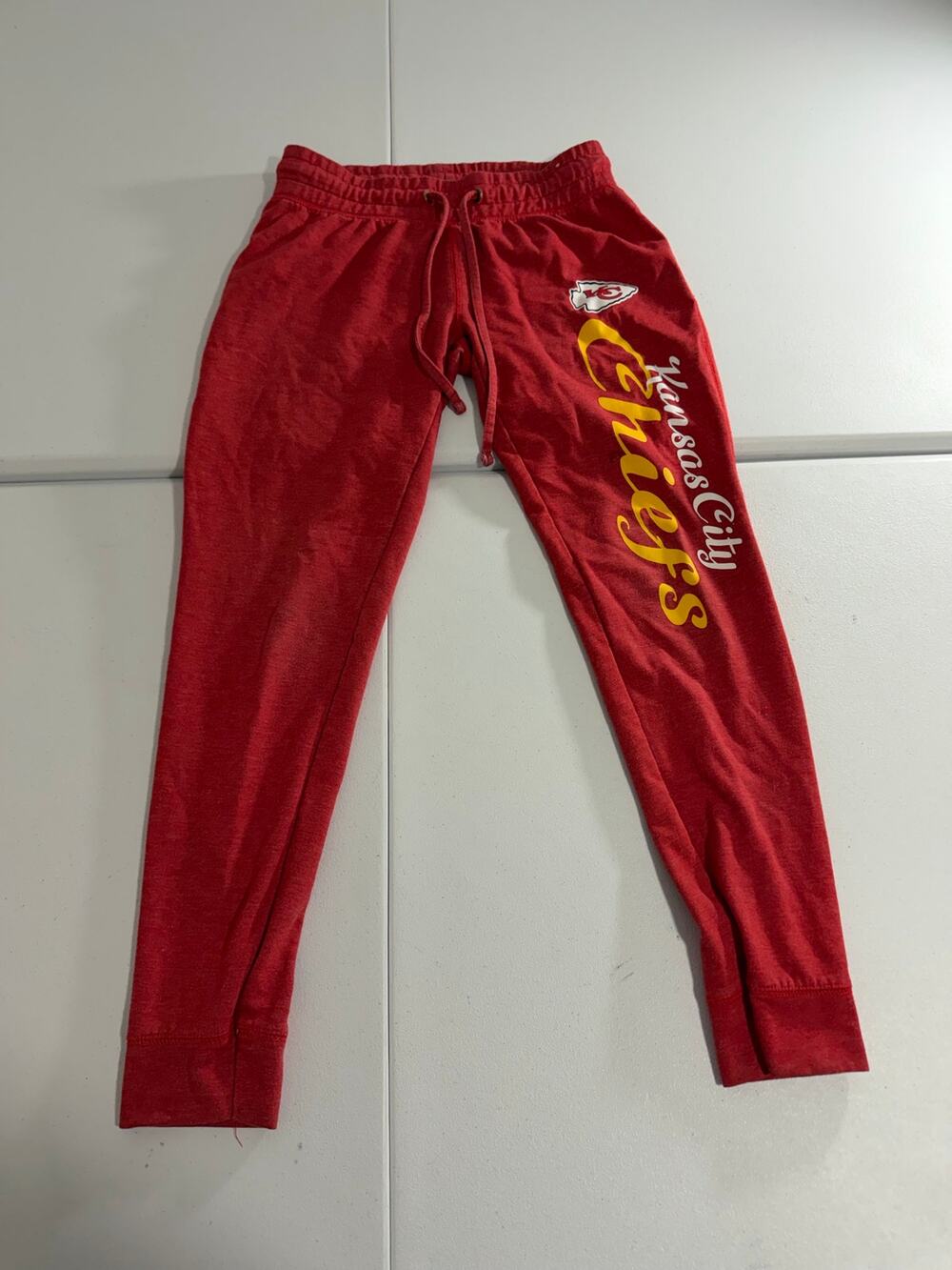 Kansas City Chiefs Womens Jogger Sweatpants Red NFL Drawstring Size Small
